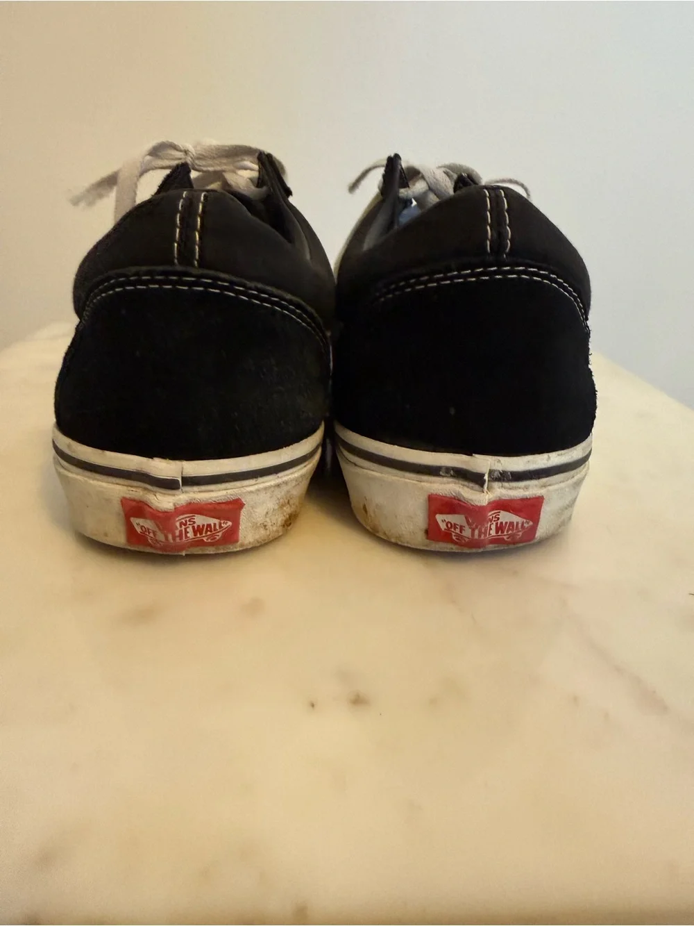 Black and Whites Vans Low-Top Canvas Skate Sneakers